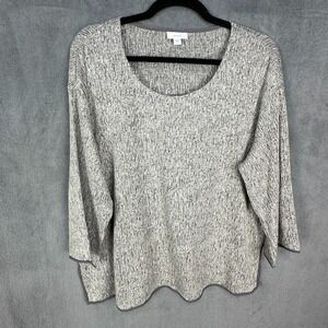 J Jill Top Womens Medium Gray 3/4 Length Sleeve Stretch Minimalist Preppy Resort